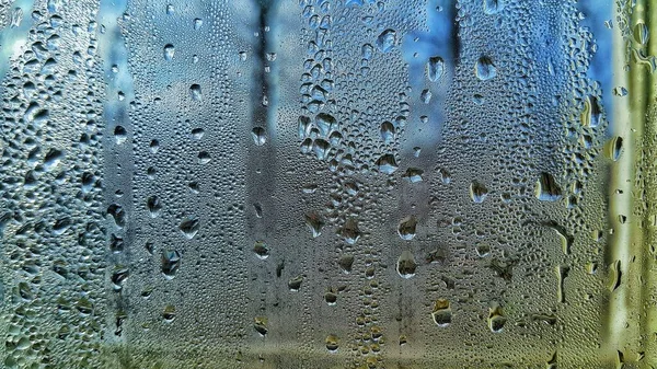 Textura Gotas Agua Una Ventana Vidrio —  Fotos de Stock