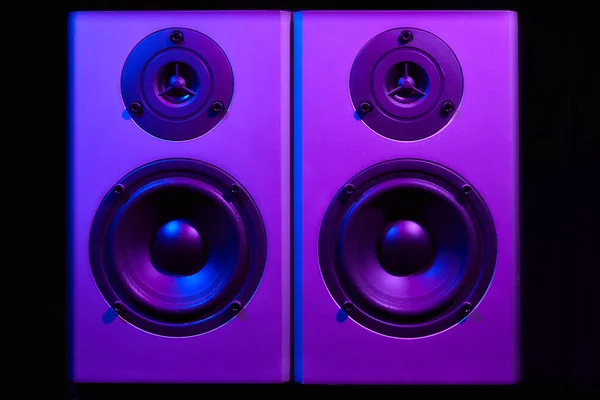 Zvukové Reproduktory Neonovým Světlem — Stock fotografie
