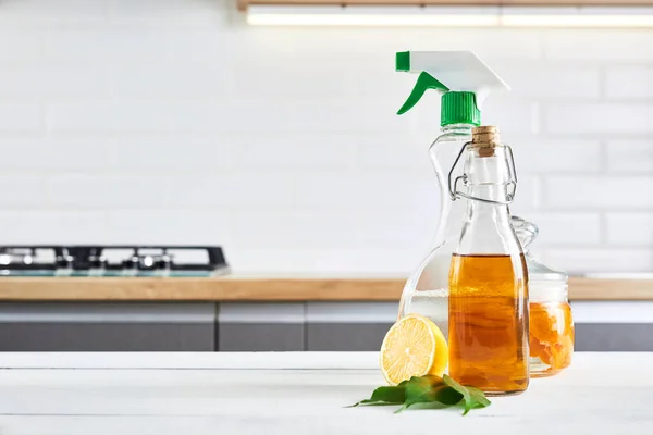 Eco Friendly Natural Cleaners Baking Soda Soap Vinegar Salt Coffee — ストック写真