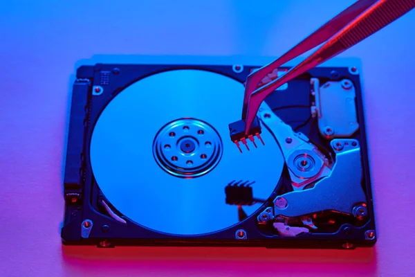 Hdd Σκληρός Δίσκος Μέρος Της Έννοιας Της Ασφάλειας Στον Κυβερνοχώρο — Φωτογραφία Αρχείου