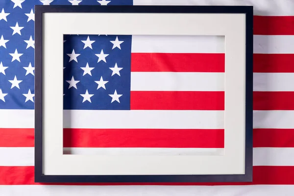 America Flag and photo frame background. Copy space for text. Patriotic holidays Concept