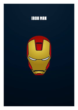 Iron Man vector. Minimalistic Iron Man mask on a dark blue background