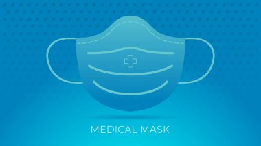 Maske. Mavi arka planda tıbbi maske