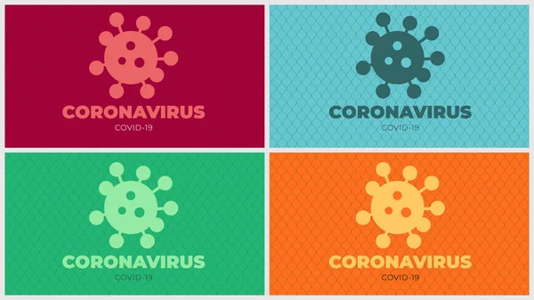 Coronavirus Logotype Pada Empat Latar Belakang Berbeda - Stok Vektor