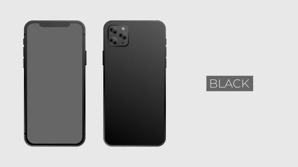 Iphone Gray Background Black Phone Realistic Smartphone Mockup Set Mobile — Stock Vector