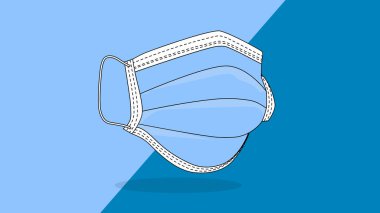 Güvenli nefes alma maskeleri Corona Virüsü. Endüstriyel güvenlik maskesi, toz koruma solunum cihazı ve solunum maskesi. Hastane ya da kirlilik yüz maskelerini korur. - vektör. Mavi arka planda tıbbi maske antiviral. İzole edilmiş