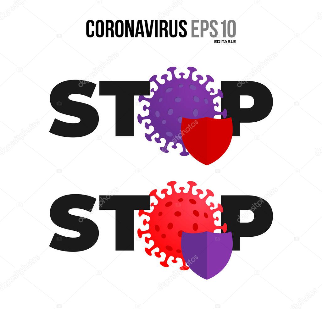 Coronavirus Stop (2019-nCoV) Novel. Virus Covid 19-NCP. Coronavirus nCoV denoted is single-stranded RNA virus. Linear outline style. Vector illustration.