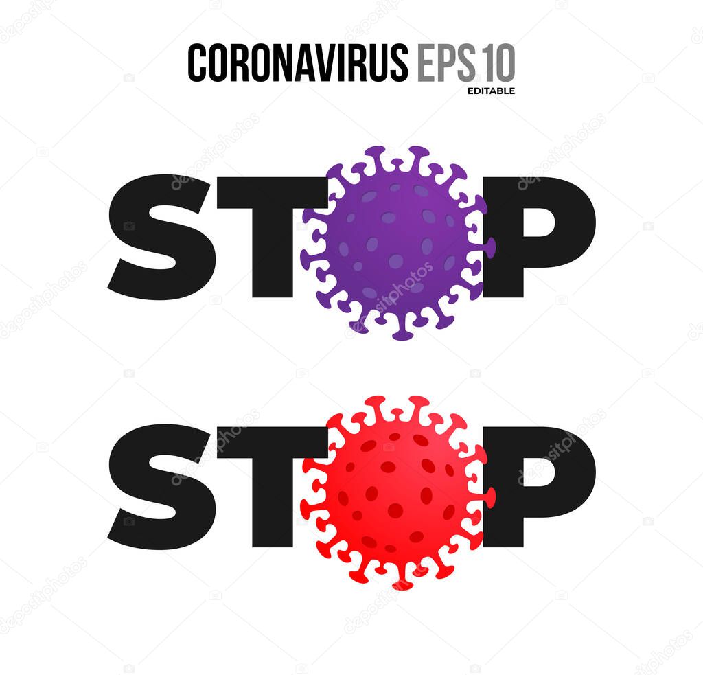 Coronavirus Stop (2019-nCoV) Novel. Virus Covid 19-NCP. Coronavirus nCoV denoted is single-stranded RNA virus. Linear outline style. Vector illustration.