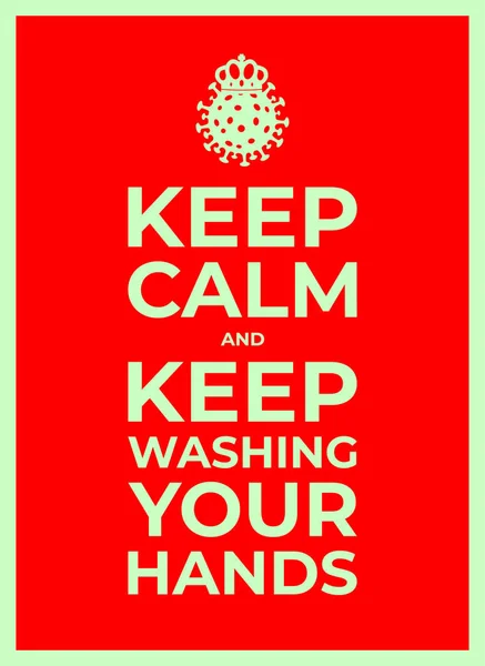 Coronavirus Covid Keep Calm Stay Home Survive Wash Hands Poster — Stock Vector