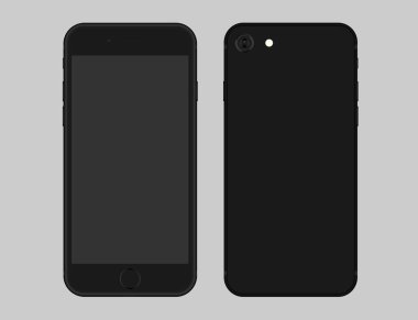 iPhone SE 2020. Beyaz arkaplanda siyah akıllı telefon izole edildi