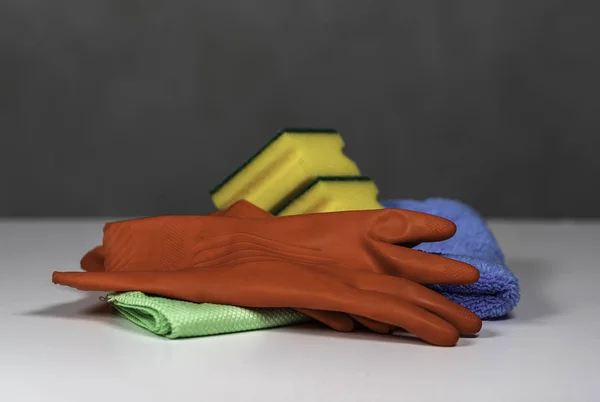 Set of cleaning up tools equipment isolated over white background — Stok fotoğraf