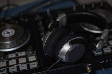 Headphone and sound audio controller. music mixer dj pult