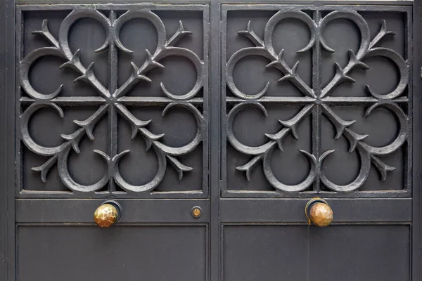 Acero Puerta Hierro Diseño Arquitectónico Antiguo Fondo Puerta Metal Estilo —  Fotos de Stock