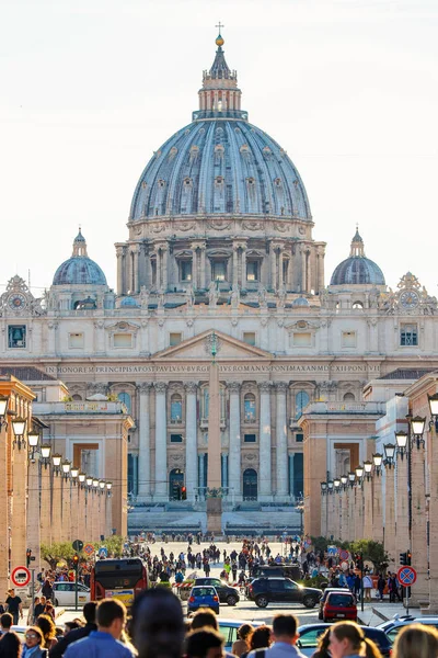 Basilique Saint Pierre Vatican Della Conciliazione Les Gens Marchent Rome — Photo