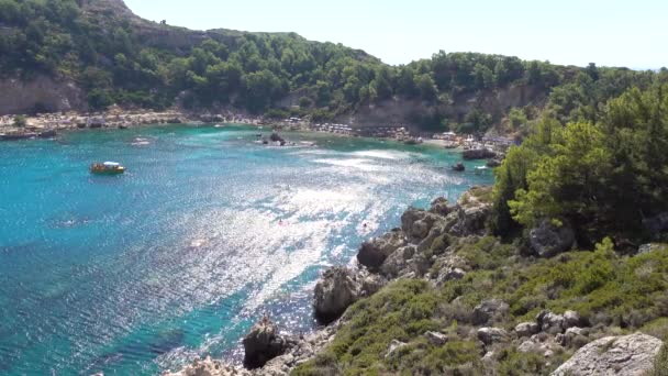 Teluk Anthony Quinn Pantai Laut Mediterania Pulau Rhodes Yunani — Stok Video