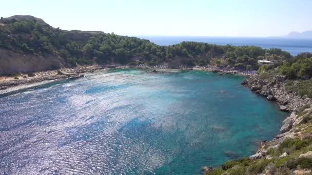 Bay Anthony Quinn Coast Mediterranean Sea Island Rhodes Greece — 图库视频影像