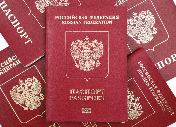Passaporte Russo Cinco Peças Close — Fotografia de Stock
