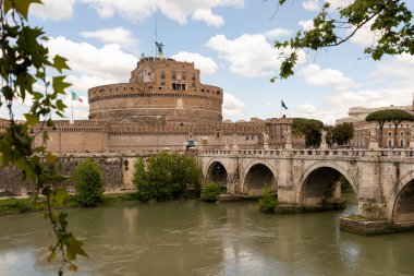 Castel Sant'angelo, St. Angelo Bridge through the river Tiber, Rome, Italy.