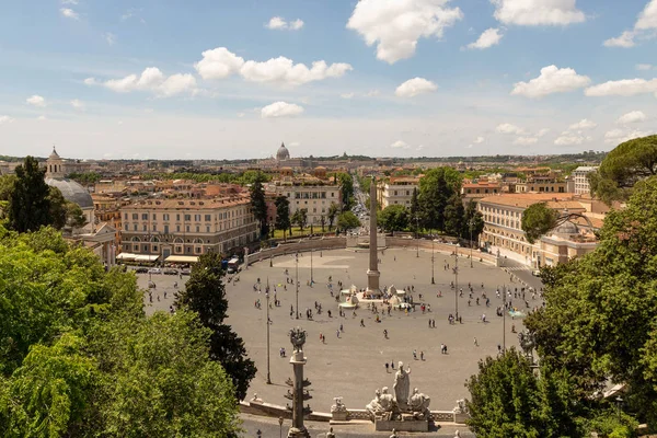 Pemandangan Dari Terrazza Del Pincio Kota Tersebut Piazza Del Popolo — Stok Foto