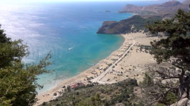 Tsampika plajı, Akdeniz manzarası, Rodos adası Yunanistan.