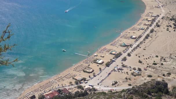 Tsampika Beach Mediterranean Sea Top View Rhodes Island Greece — Stock Video