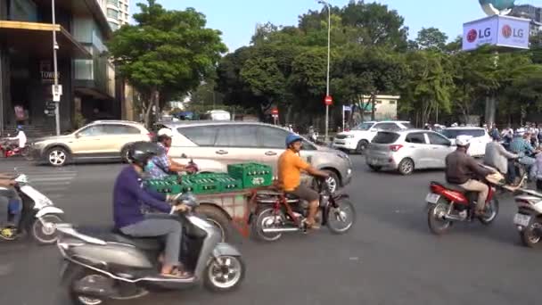 Chi Minh Miasto Skutery Samochody Motocykle Ruch Drogowy Dzień Wietnam — Wideo stockowe