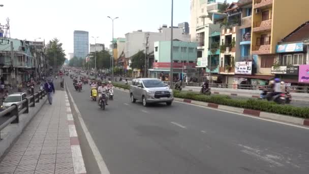 Chi Minh Miasto Skutery Samochody Motocykle Ruch Drogowy Dzień Wietnam — Wideo stockowe