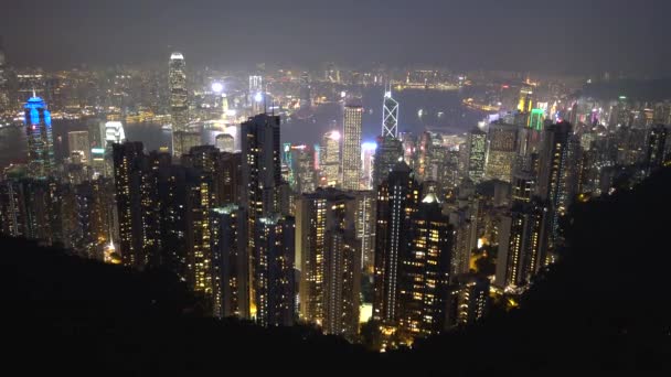 ビクトリアピーク 夜から香港のビュー 香港2017年11月 — ストック動画