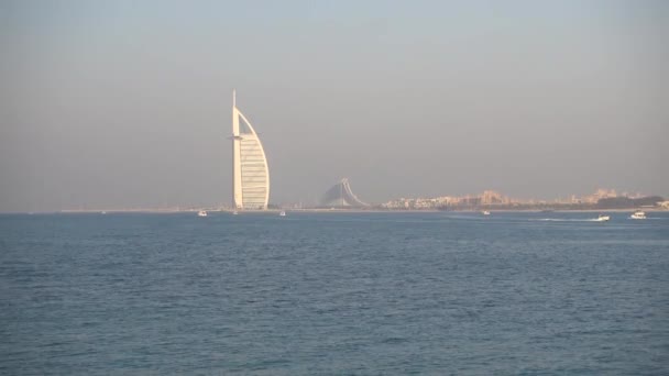 Dubai Vista Del Hotel Burj Arab Del Golfo Pérsico Emiratos — Vídeos de Stock