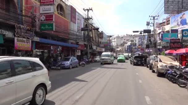Pattaya Jazdy Samochodem Ulicy Pattayan Ludzie Samochody Sklepy Reklamy Pattaya — Wideo stockowe