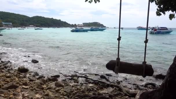 Thajsko Pattaya Koh Lan Island Tien Beach Výhled Moře Popředí — Stock video