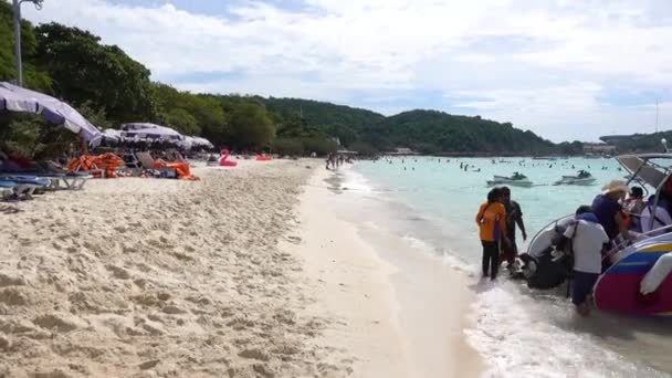 Pattaya Koh Lan Island Tien Beach Mer Plage Personnes Tournage — Video