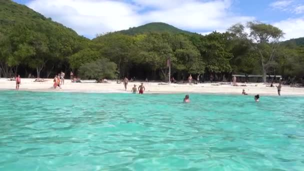 Pattaya Koh Lan Adası Tien Sahili Deniz Sahil Insanlar Yeşil — Stok video