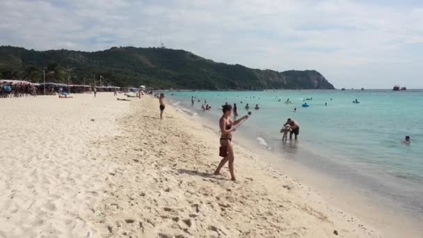Pattaya Koh Lan Island Samae Beach Moře Pláž Lidé Střelba — Stock video