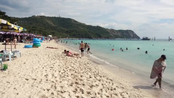 Pattaya Koh Lan Island Samae Beach Hav Strand Människor Skytte — Stockvideo