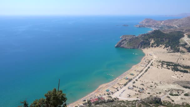 Grecia Isla Rodas Mar Costa Playa Tsampika Vista Superior — Vídeo de stock