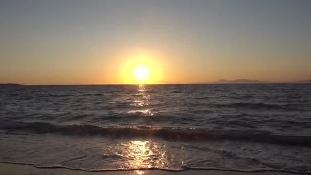 Zachód Słońca Plaży Morze Egejskie Grecja Wyspa Rodos — Wideo stockowe