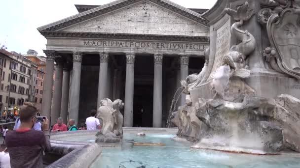 Rome Pantheon Piazza Della Rotonda Fontana Del Pantheon Rome Italië — Stockvideo