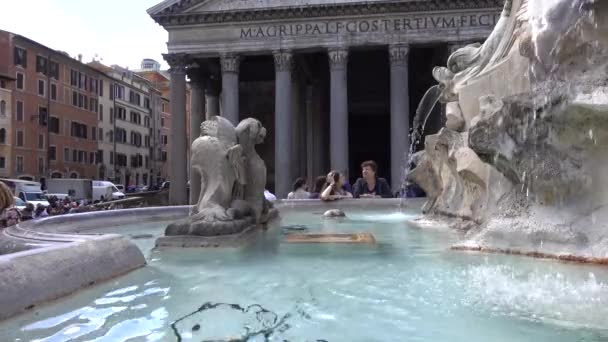 Roma Panteão Piazza Della Rotonda Fontana Del Pantheon Roma Itália — Vídeo de Stock