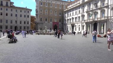 Roma, Piazza Navona, Fontana del Moro. Roma, İtalya, Mayıs 2019.