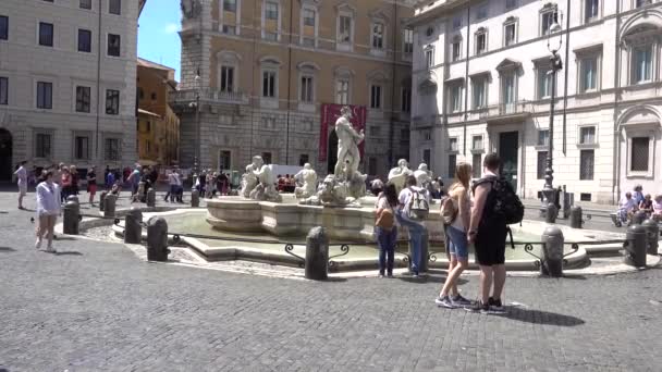 Rzym Piazza Navona Fontana Del Moro Rzym Włochy Maj 2019 — Wideo stockowe