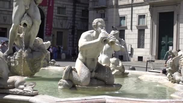 罗马纳沃纳广场Fontana Del Moro2019年5月 意大利罗马 — 图库视频影像