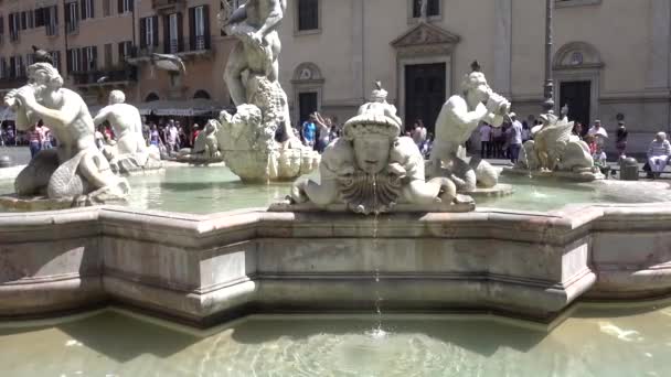 Ρώμη Piazza Navona Fontana Del Moro Ρώμη Ιταλία Μάιος 2019 — Αρχείο Βίντεο