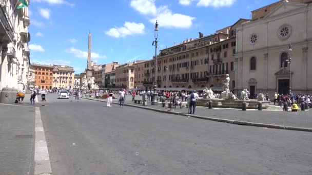 Roma Piazza Navona Fontana Del Moro Fontana Dei Quattro Fiumi — Vídeos de Stock