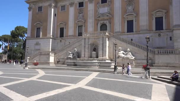 Rome Fontana Della Dea Roma Piazza Del Campidoglio Roma Capitale — стокове відео