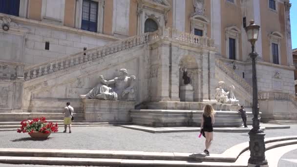 Rom Fontana Della Dea Roma Piazza Del Campidoglio Romernas Huvudstad — Stockvideo