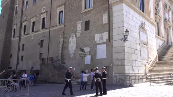 Roma Piazza Del Campidoglio Roma Nın Sembolü Romulus Remus Emziren — Stok video