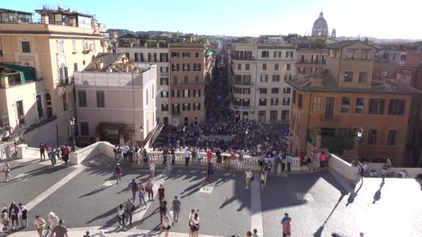 Rom Die Spanische Treppe Fuße Der Fontana Della Barcaccia Der — Stockvideo