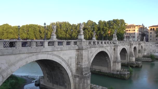 Roma Castel Sant Angelo Ponte Sant Angelo Ponte Tevere Roma — Video Stock