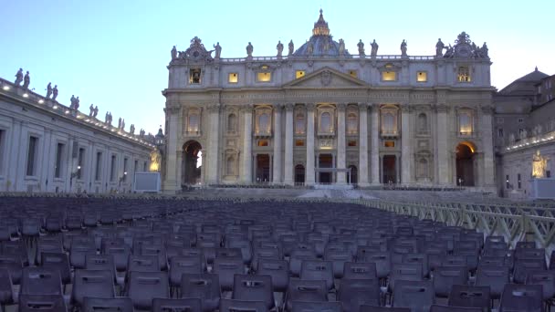 Serata Vaticano Piazza San Pietro Basilica San Pietro Roma Italia — Video Stock